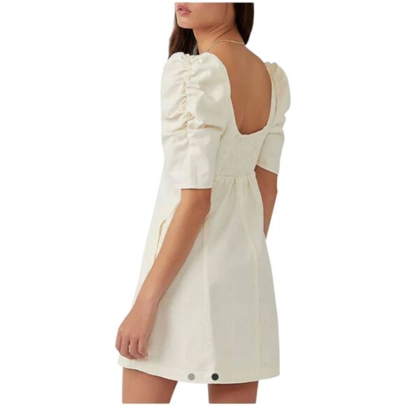 FREE PEOPLE Cheyenne Daytime Denim Ivory Mini Dress Size Large - Picture 11 of 16